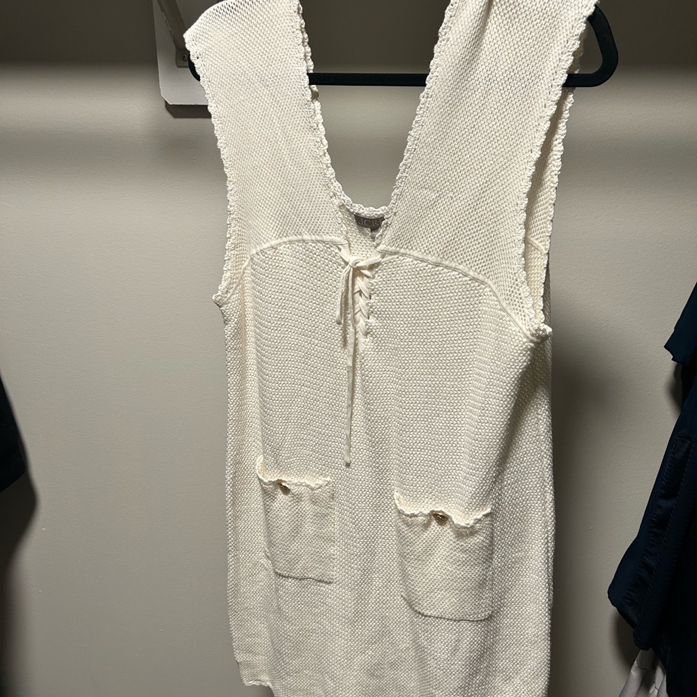 J. Crew Cream Swim Cover-Up with Lace-Up Detail